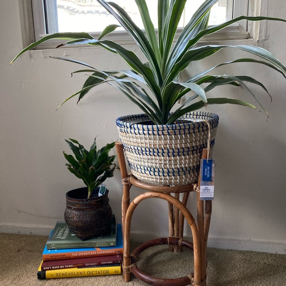 Boho Rattan Standing Planter NWT - Picture 5 of 10